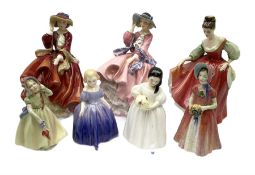 Seven Royal Doulton figures comprising two 'Top O' the Hill'