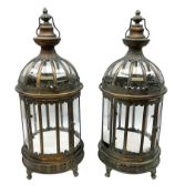 Pair of glass pane lanterns