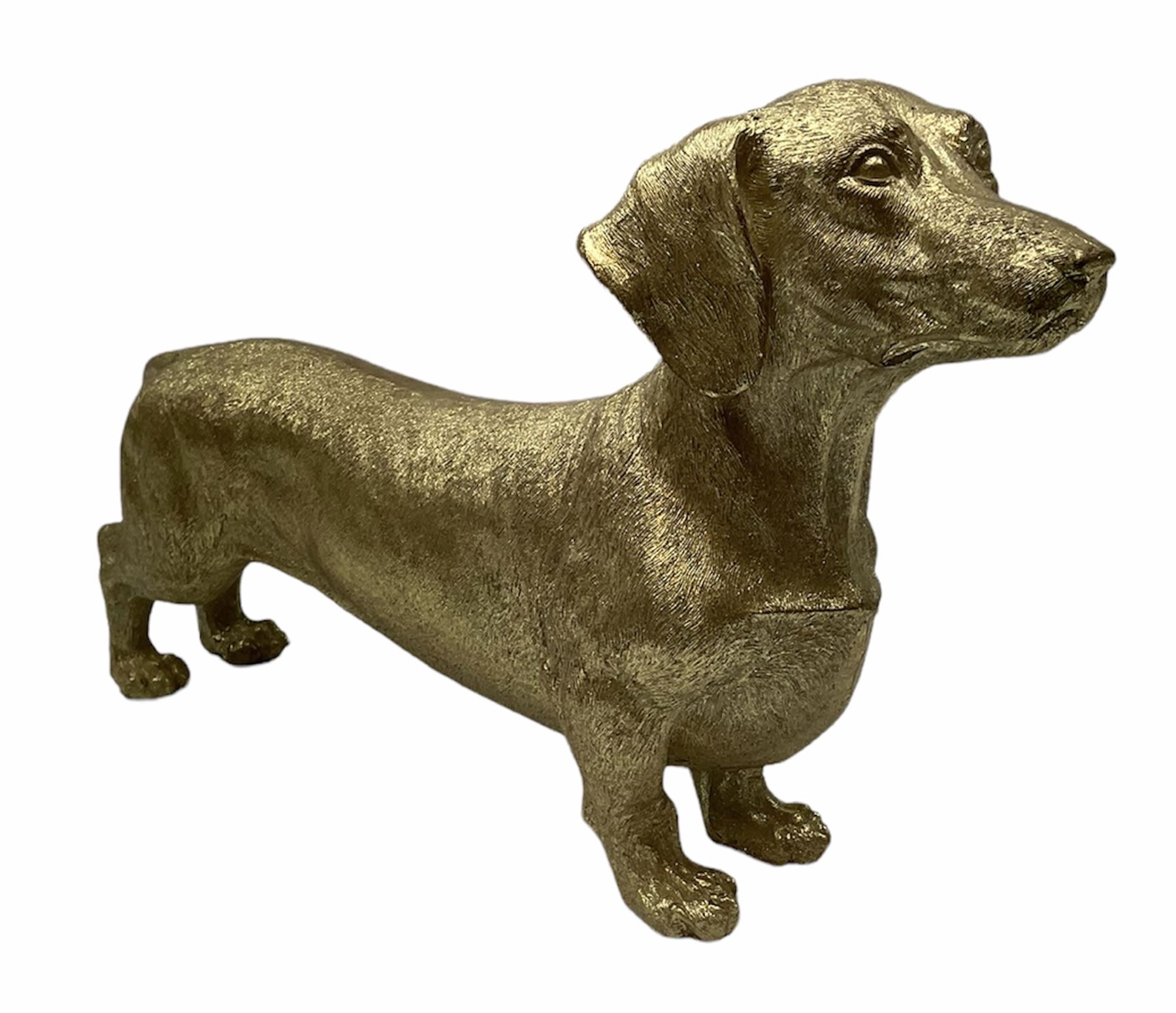Composite metallic gold model of a Dachshund