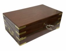 Mahogany brass bounded campaign style writing box