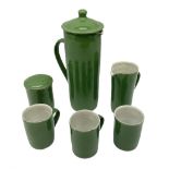 Rupert Spira (born 1960) stoneware coffee service decorated with vivid green glaze