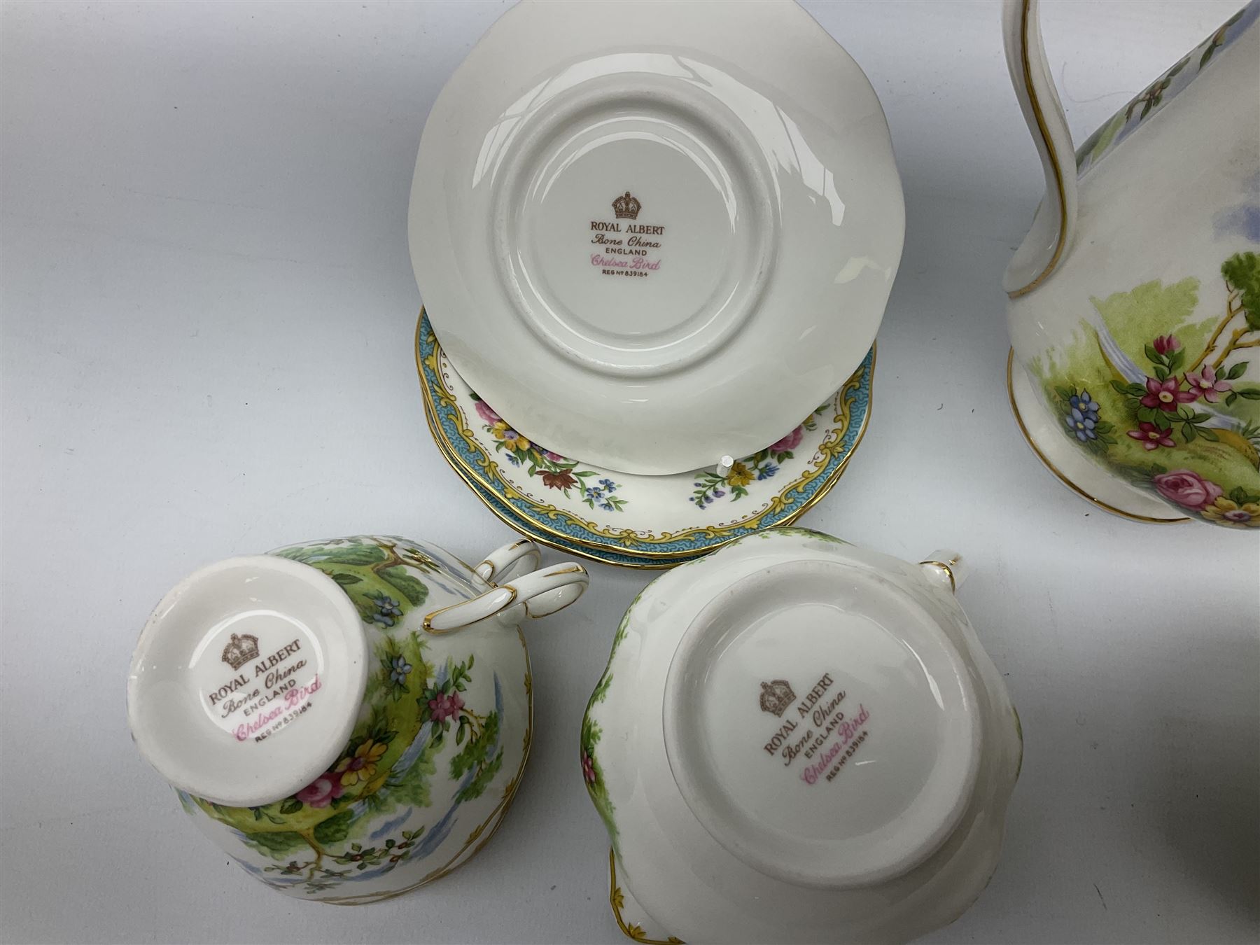 Royal Albert 'Chelsea Bird' pattern coffee set for six - Image 3 of 5