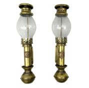 Pair of 20th century brass carriage lamps