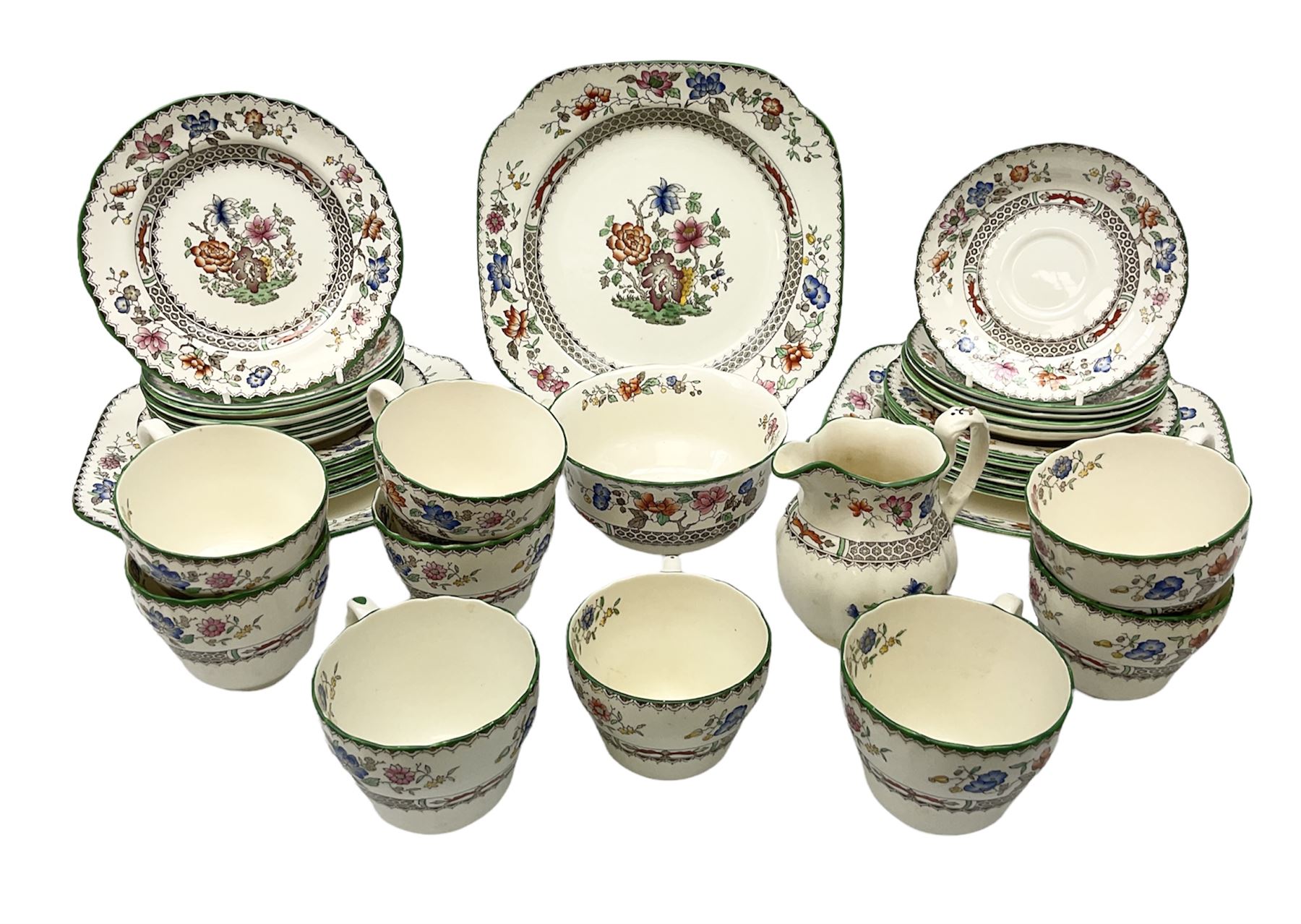 Copeland Spode part tea service decorated in the Chinese Rose pattern