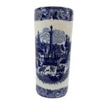 Blue and white stick stand decorated with transfer printed cityscape