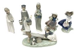 Collection of six Lladro figures