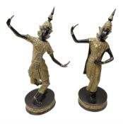 Pair of bronze gilt Thai Teppanom temple guard statues