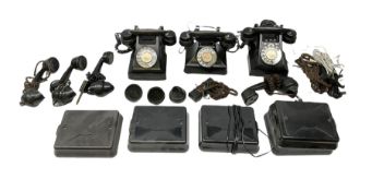 Three vintage Bakelite black telephones