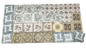 Collection of Victorian and later dust-pressed transfer and block printed tiles