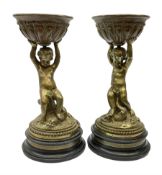 Pair of early 20th Century bronze table centre bowls