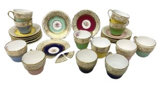 Twelve Spode Ruskin pattern coffee cups and saucers