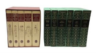 Eleven Folio Society hardback books with slip cases by Charles Dickens including a box set of five v