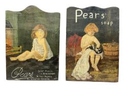 Pair of hand painted wood Pears soap shop advertising signs