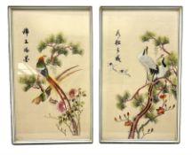 Two 20th century Chinese silk embroidered panels