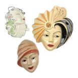 Three Art Deco wall masks