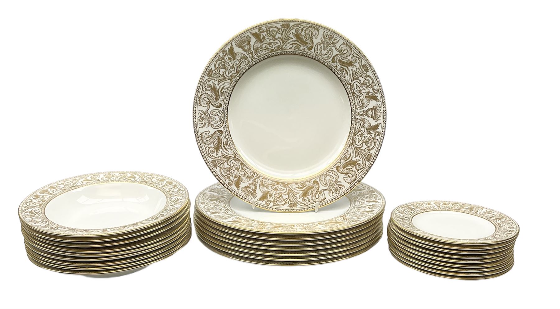 Wedgwood dinner wares decorated in the 'Gold Florentine' pattern