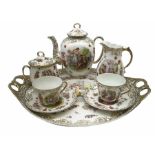 20th century Austrian style porcelain cabaret set decorated with classical scenes after Kauffmann