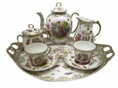 20th century Austrian style porcelain cabaret set decorated with classical scenes after Kauffmann