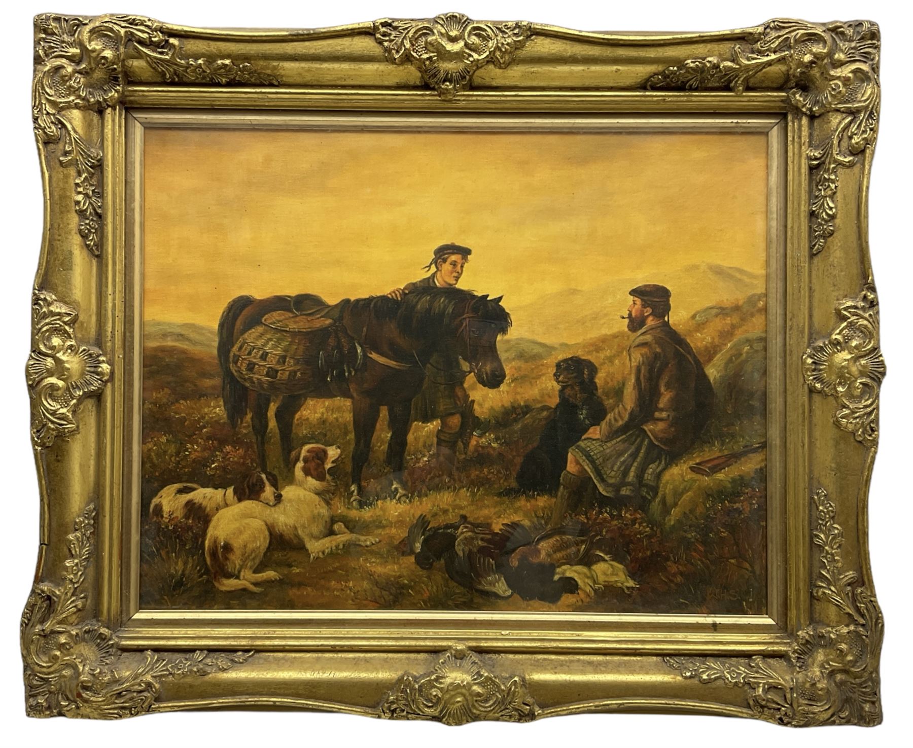 Attrib. William Hamilton Snape (British 1862-1904): Scottish Hunters with the Day's Bag - Image 2 of 4