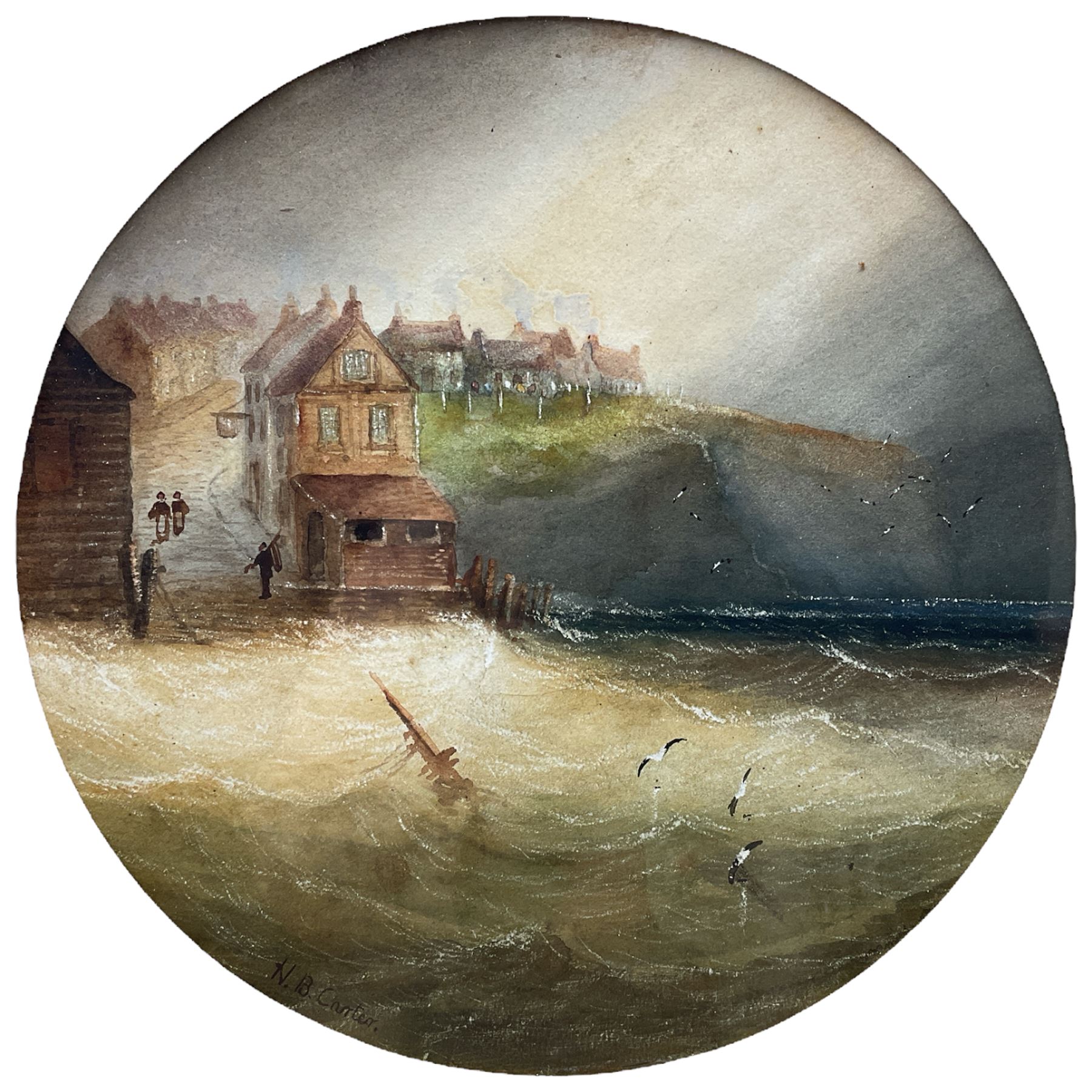 Circle of Henry Barlow Carter (1804-1868): 'Robin Hoods Bay' and Scarborough - Image 3 of 5