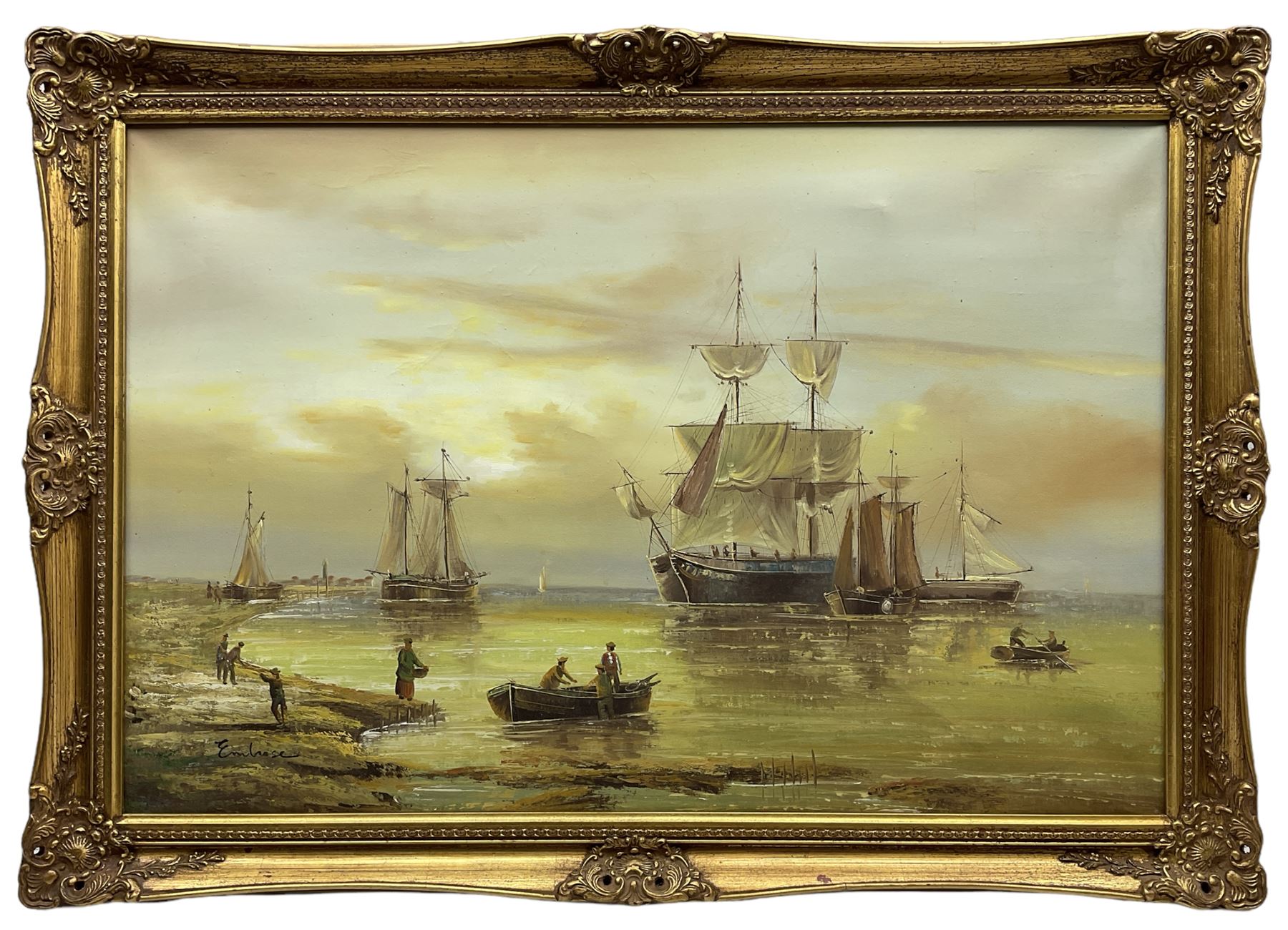 Embrose (Continental 20th century): Seascape with Ships at Full Sail - Image 2 of 4