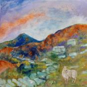 Ann Lamb (British 1955-): 'Sheep on the Moors'