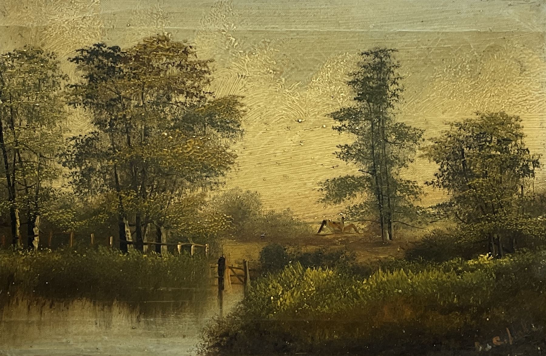 J Hill (British 19th century): River scene - Image 2 of 4