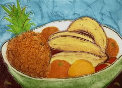 Mark Spain (British Contemporary): Pineapple and Bananas