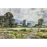 Ken Johnson (British 20th century): 'Lincolnshire Landscape - Tetford'