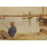 Richard Ellis Wilkinson (British 1854-1891): Boy Fishing 'St Ives Cornwall'