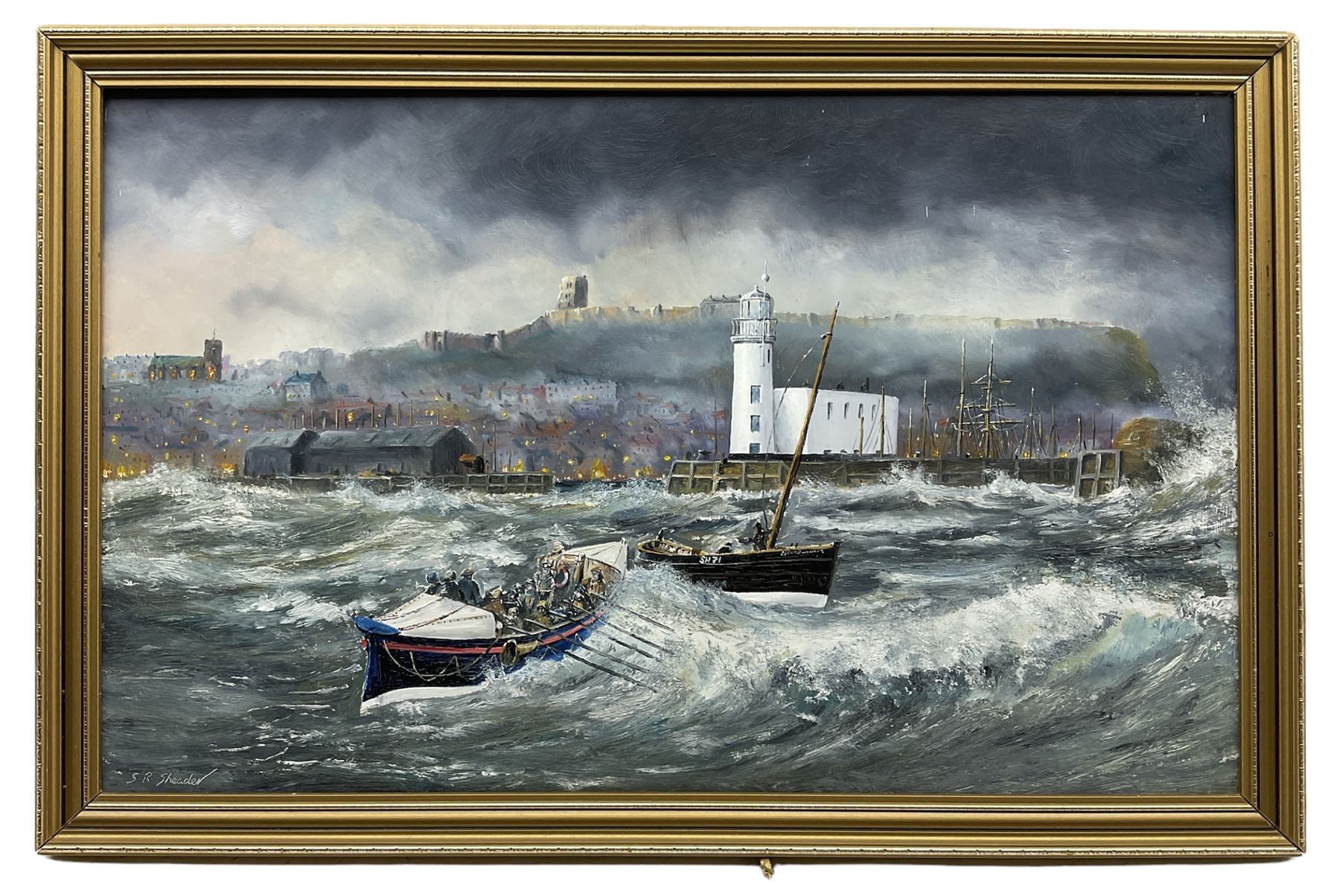 Robert Sheader (British 20th century): Scarborough Fishing Boats Leaving the Harbour - Image 2 of 3