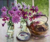 Iris Collett (British 1938-): Still Life of Summer Flowers