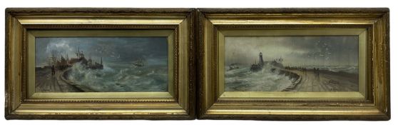 J Watts (British 19th century): Jetty Harbour Scenes