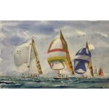 S Warner (Late 20th century): Yacht Race at Full Sail