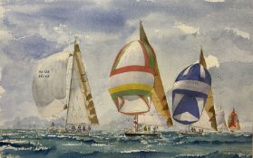 S Warner (Late 20th century): Yacht Race at Full Sail