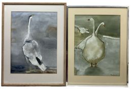 Madge Bright (British 20th century): Studies of Geese