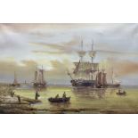 Embrose (Continental 20th century): Seascape with Ships at Full Sail