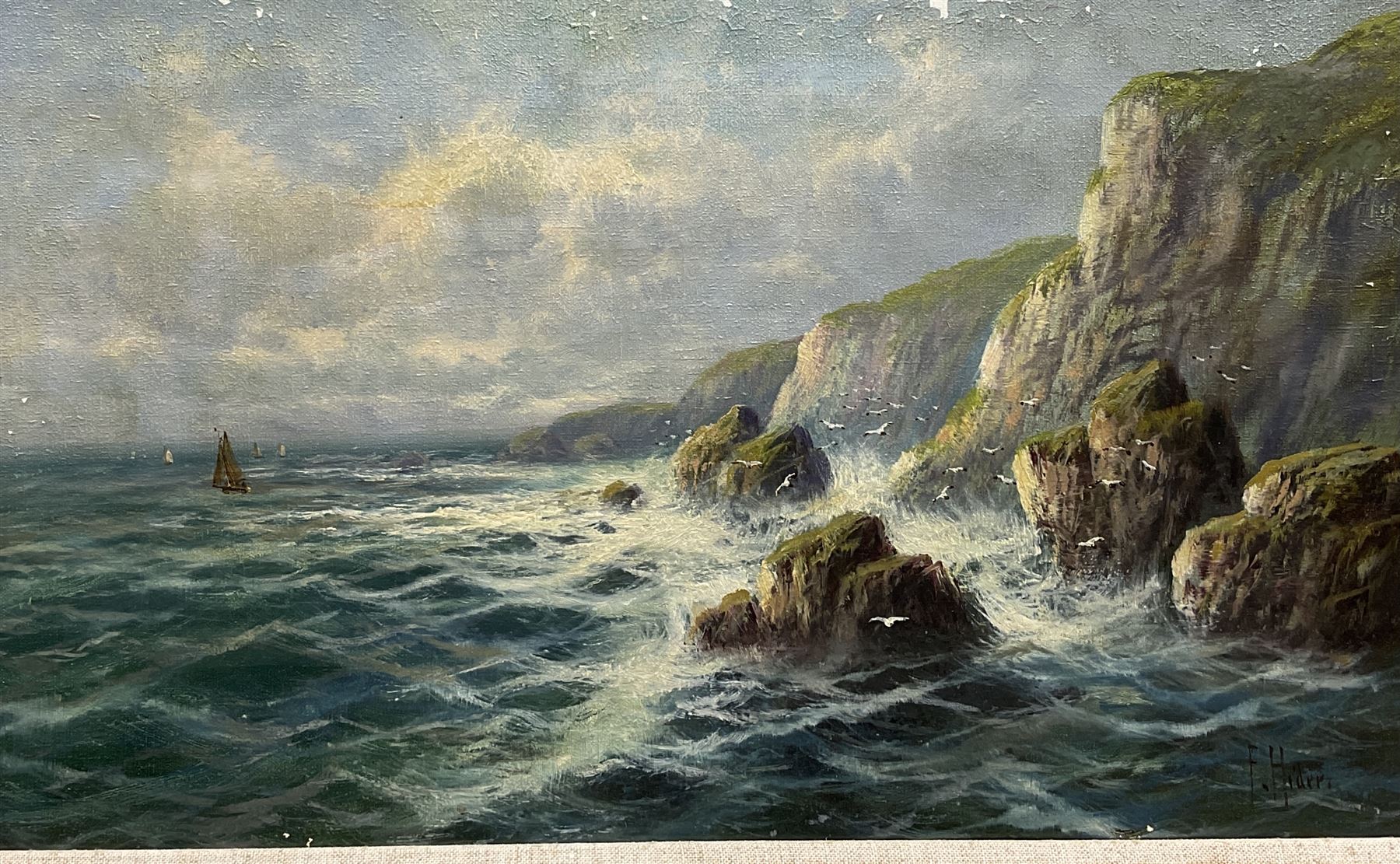 Frank Hider (British 1861-1933): 'High Tide on the Sussex Coast' and 'Near Ilfracombe' - Image 2 of 6