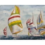 S Warner (Late 20th century): Yacht Race - Close Finish