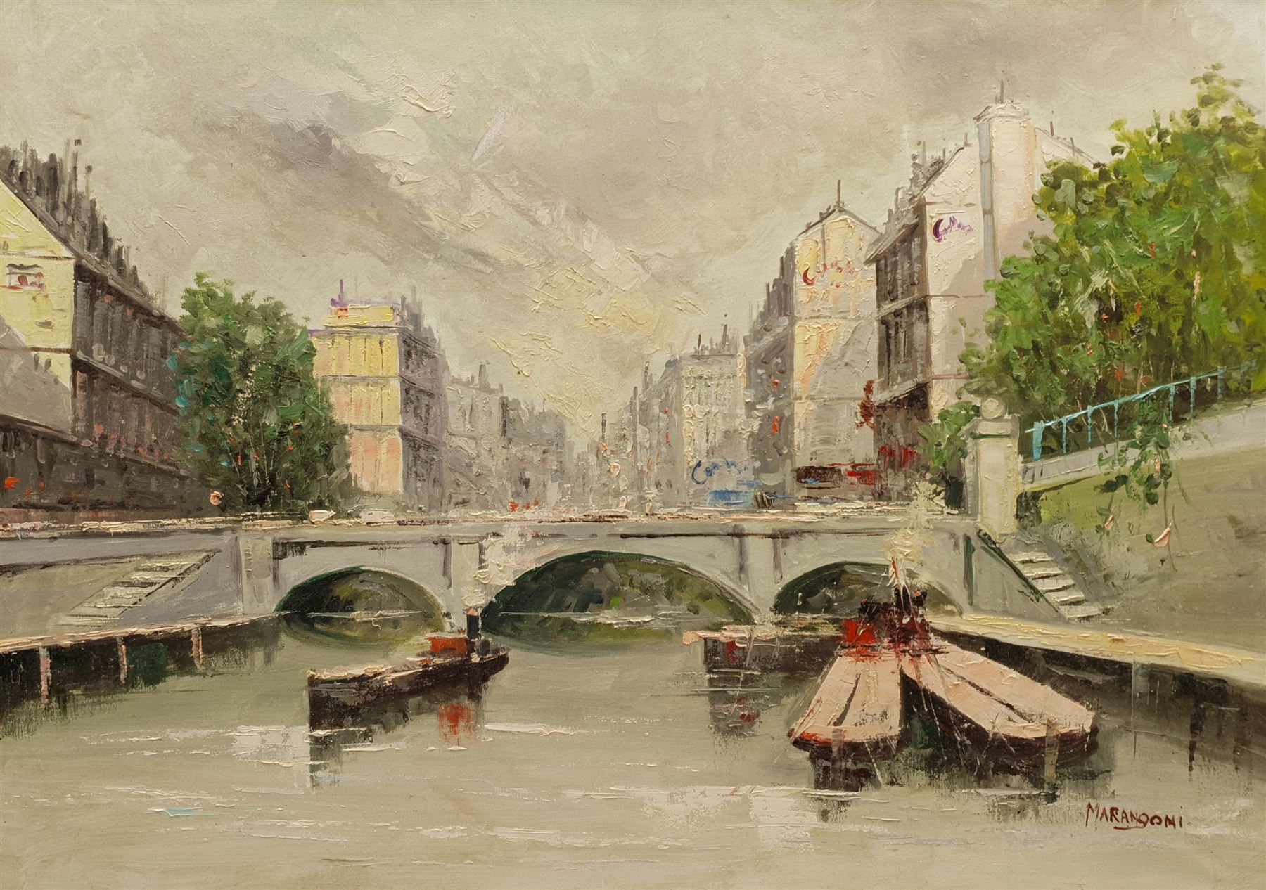 Marangoni (Italian 20th century): City River Scene