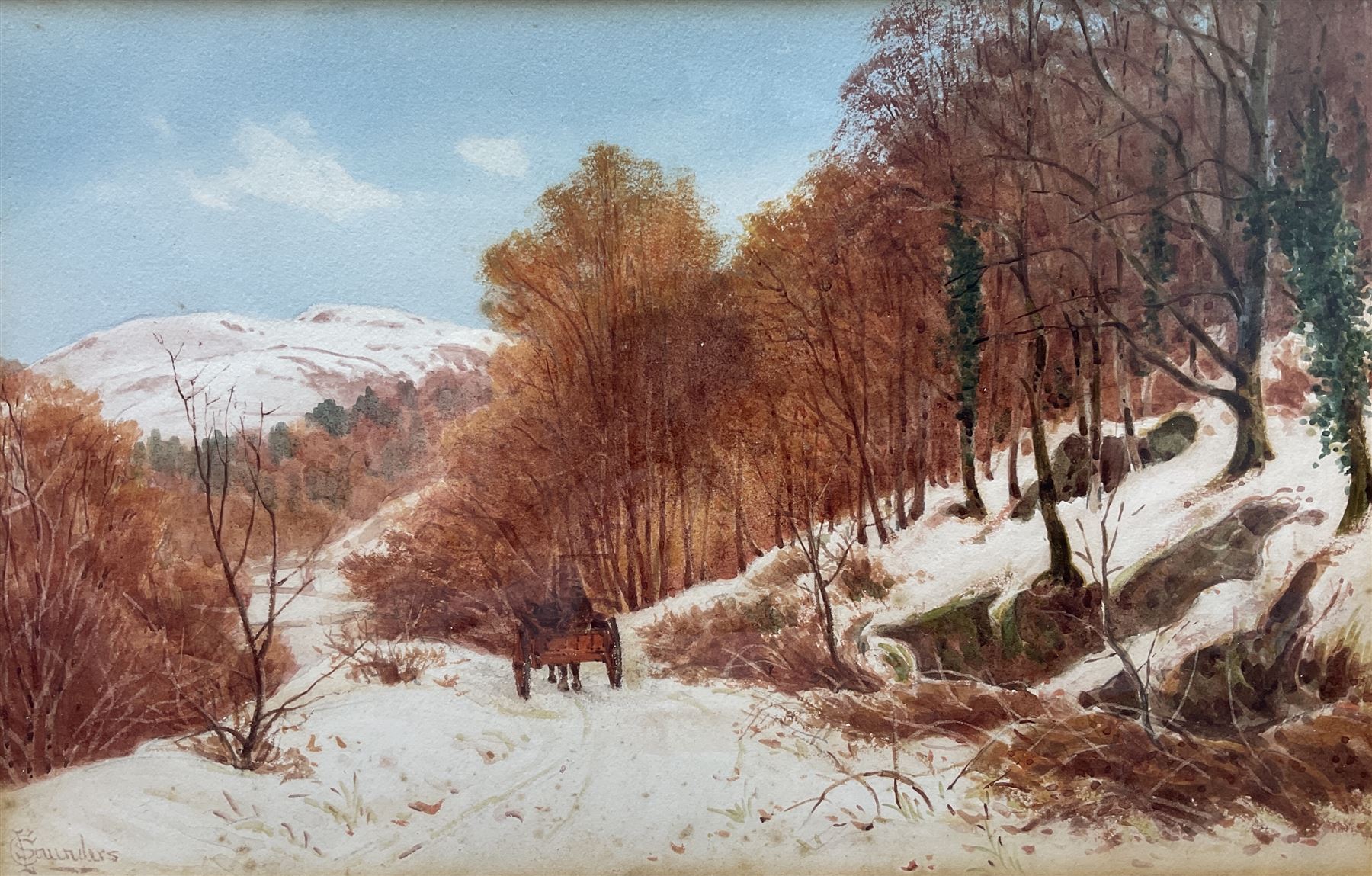 Charles L. Saunders (British 1855-1915): Highland Quayside & Winter Track - Image 2 of 3