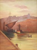 A E Gossin (British 19th/20th century): Steamer in Whitby Harbour