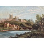 T Stephenson (British 19th century): Richmond Castle from the River Swale