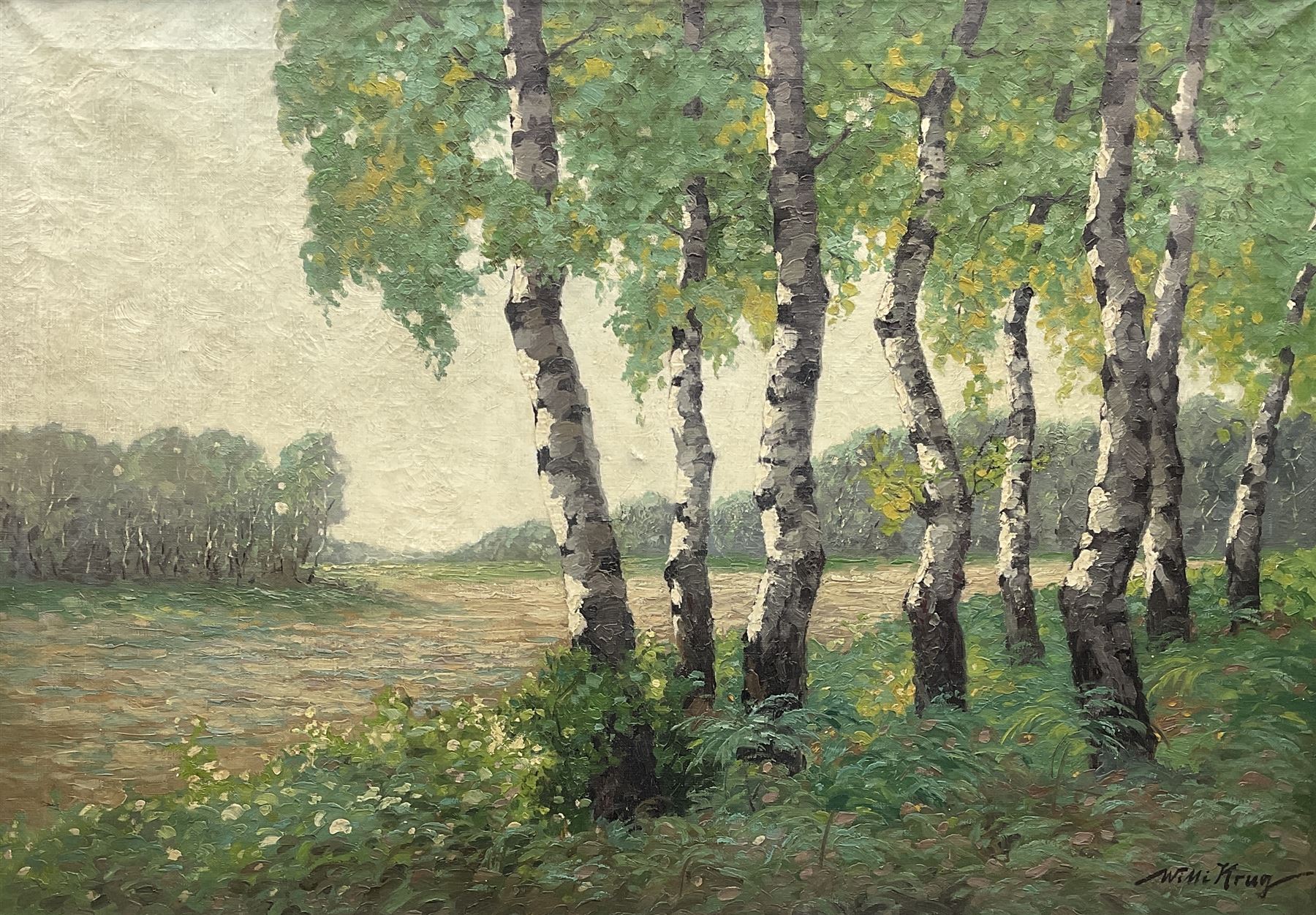 Willi Krug (German 1893-?): Birch Trees near Berlin