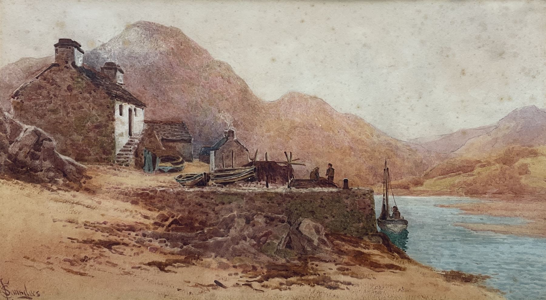 Charles L. Saunders (British 1855-1915): Highland Quayside & Winter Track - Image 3 of 3