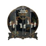 Oriental black lacquered dressing screen