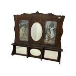 Early 20th century oak overmantle mirror