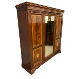 Edwardian inlaid mahogany triple wardrobe