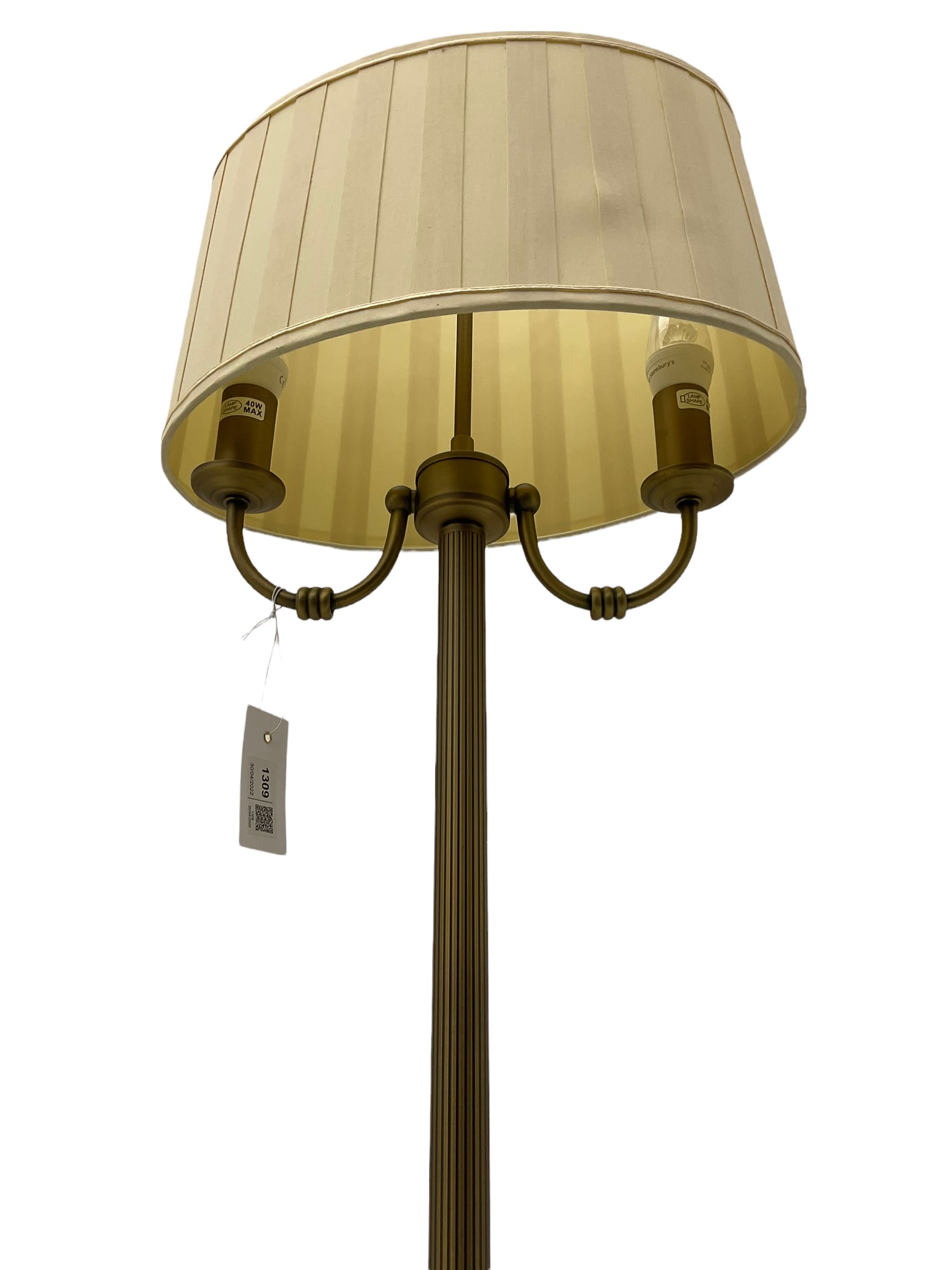 Twin branch standard lamp with shade - Image 2 of 5