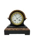 A mid-19th century Belgium slate and marble mantle clock with a French twin train striking movement